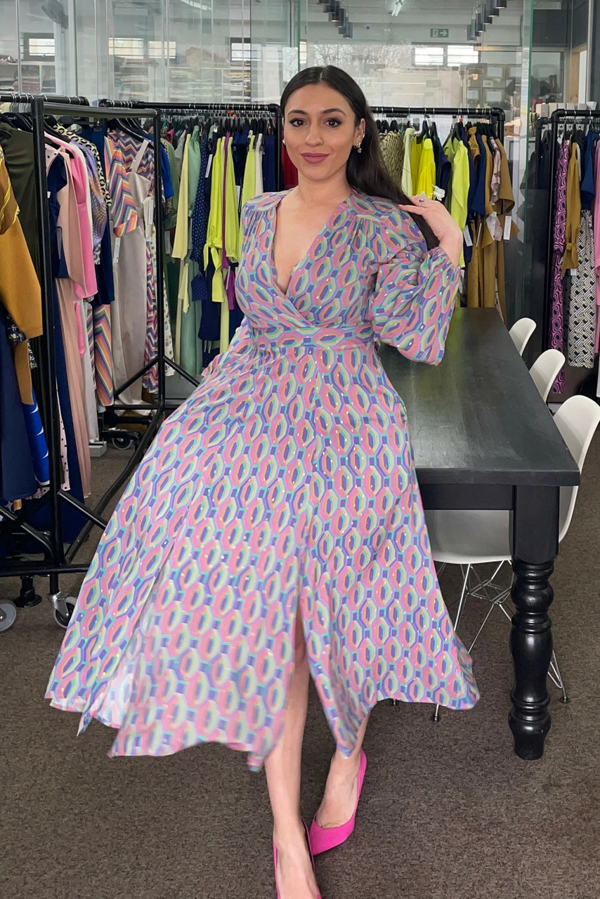 Closet London Purple Multifull Skirt Wrap Midi Dress 3 Closet London Purple Multifull Skirt Wrap Midi Dress