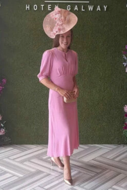 Closet London Pink Short Puff Sleeve Midi Dress -Closet London Popular Shop 0033 D6889 pink1 43135.1681816771