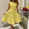 Closet London Yellow Lemon Cut Out Waist Midi A-line Dress -Closet London Popular Shop 0220621 Closet London 18393 36079 21165.1679578497