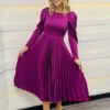 Closet London Magenta Purple Pleated Midi Dress