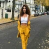 Closet London Mustard Paper Bag Trousers With Belt