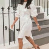 Closet London Ivory Gathered Skirt Shirt Dress