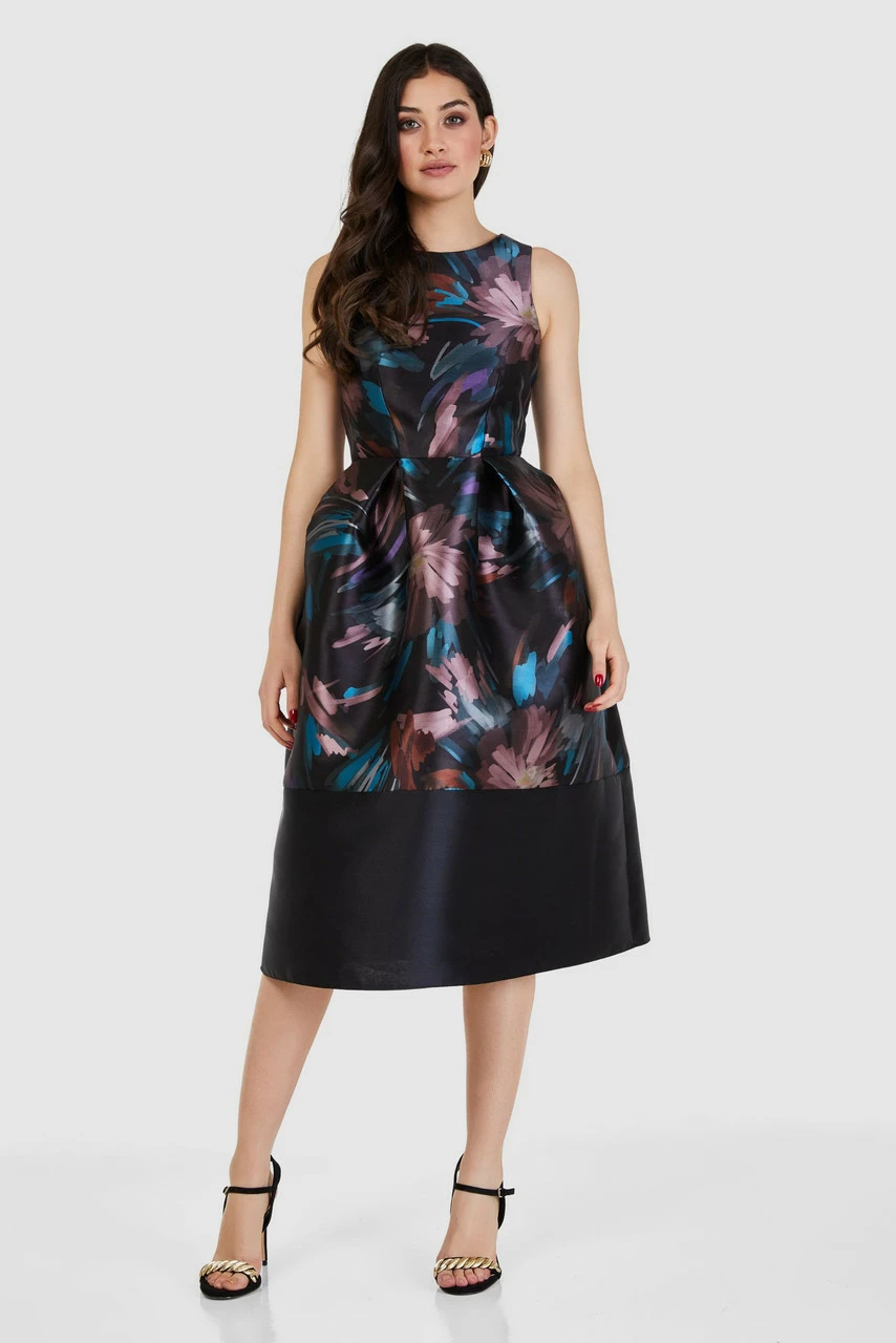 Closet London Black Floral Print Midi Dress 3 Closet London Black Floral Print Midi Dress