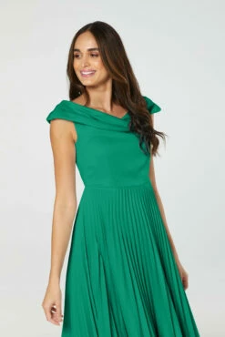 Closet London Green Draped Neck Pleated Midi Dress -Closet London Popular Shop 20211019 Closet D7915 1024 41697.1664193564