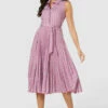 Closet London Pink Pleated Shirt Midi Dress