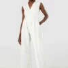 Closet London Ivory Wrap Wide Leg Jumpsuit
