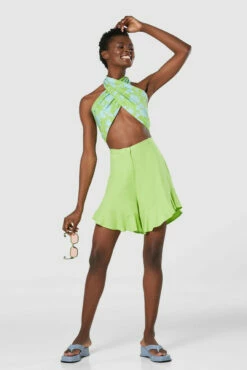 Closet London Lime Green Frill Hem Shorts -Closet London Popular Shop 20211019 Closet T8071 2285 90110.1647517459