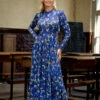 Closet London Royal Blue Printed Pleated Dress -Closet London Popular Shop 20230905closet London 0011 55294.1694508824