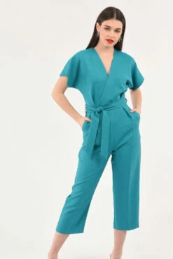 Closet London Blue Wrap Over Tie Front Jumpsuit -Closet London Popular Shop 2rlQQlew 32641.1625588378