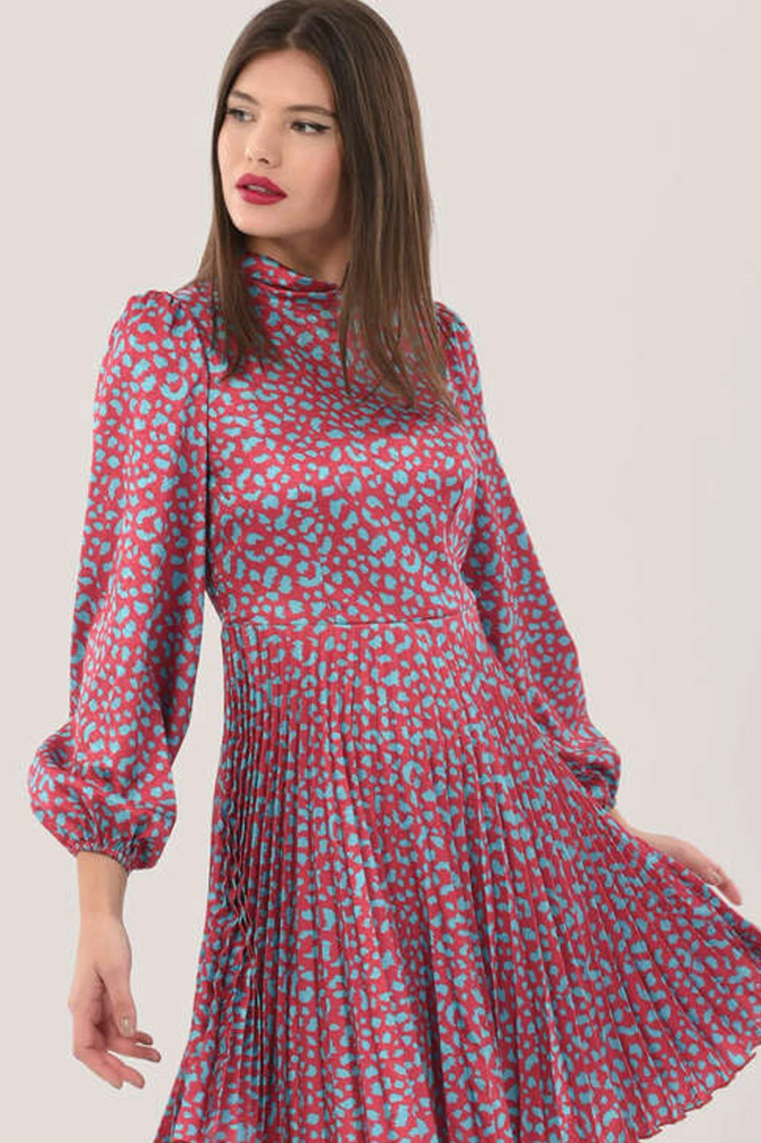 Closet London Red Print Pleated Mini Dress 5 Closet London Red Print Pleated Mini Dress - Image 3