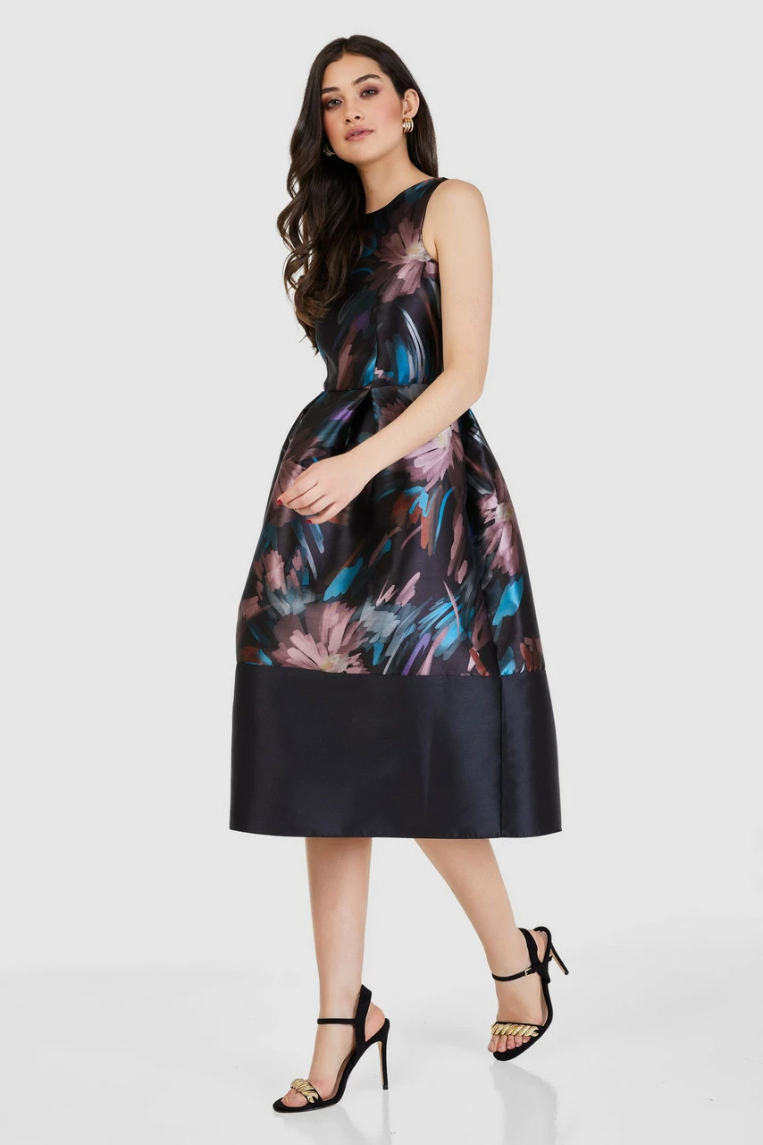 Closet London Black Floral Print Midi Dress 4 Closet London Black Floral Print Midi Dress - Image 2
