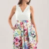 Closet London White Floral Full Skirt Dress