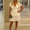 Closet London Ivory Pleated Mini Dress