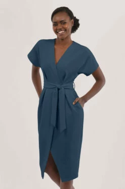 Closet London Blue Kimono Sleeves Wrap Midi Dress -Closet London Popular Shop 8lJ I5kA.jpeg 36425.1627301300