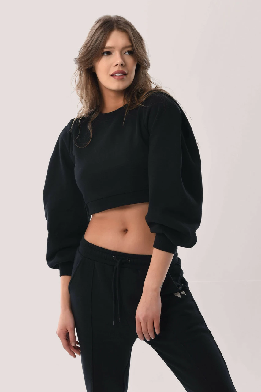 Closet London Black Crop Sweatshirt 6 Closet London Black Crop Sweatshirt - Image 4