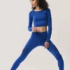 Closet London Blue Long Sleeve Crop Top