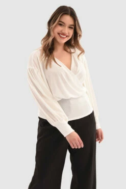Closet London Curves Ivory Puff Sleeve Wrap Top -Closet London Popular Shop AZ8wbeX8 1 56988.1650635265