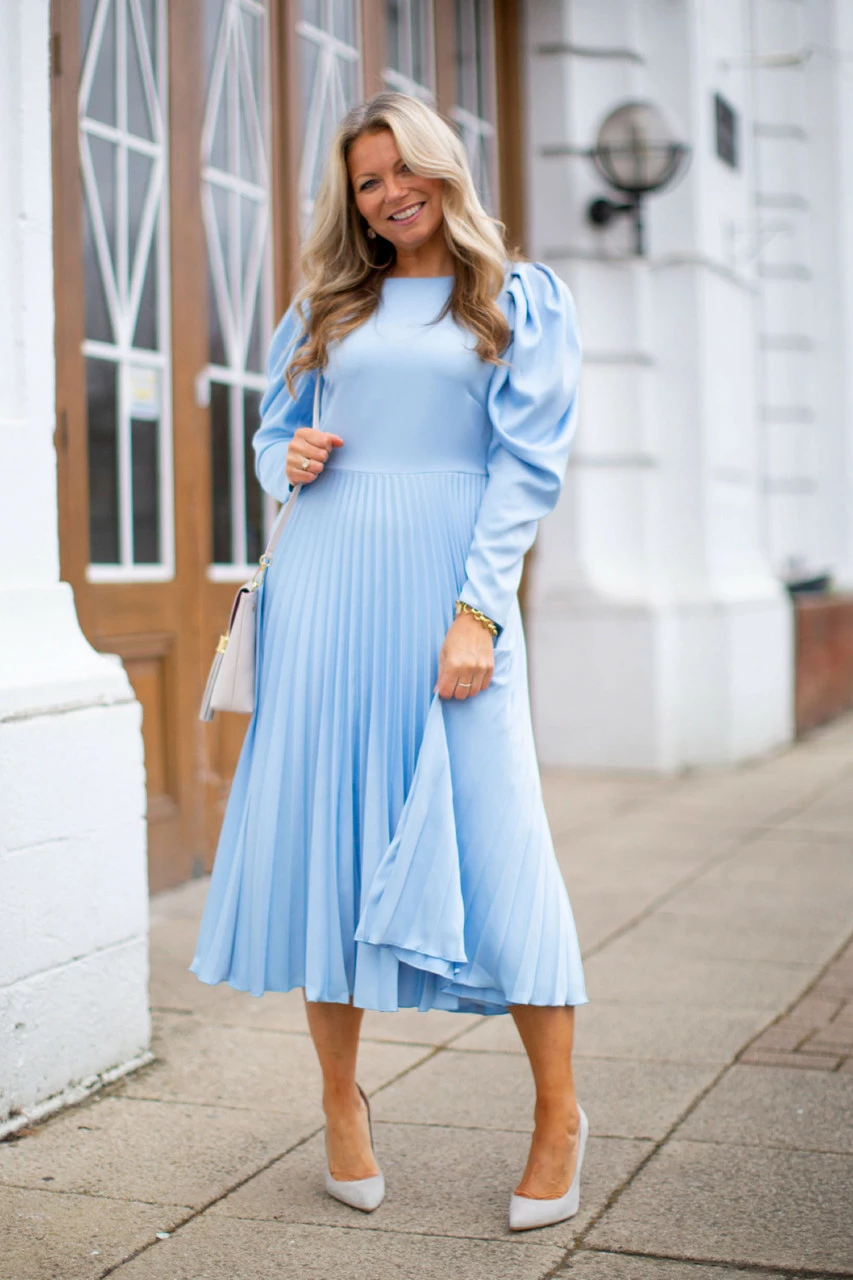 Closet London Blue Pleated Midi Dress 3 Closet London Blue Pleated Midi Dress
