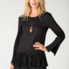 ClosetBlack Pleated Peplum V-Back Top
