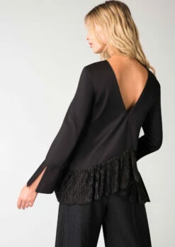 ClosetBlack Pleated Peplum V-Back Top -Closet London Popular Shop B3217 DSC 5560 2 29676.1695122750