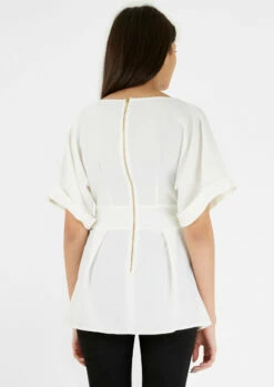 Closet London White Tie Front Wide Sleeve Blouse -Closet London Popular Shop B334 CREAM TOP 2 85557.1602587546