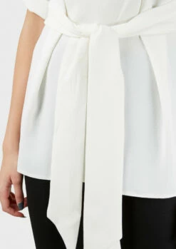 Closet London White Tie Front Wide Sleeve Blouse -Closet London Popular Shop B334 CREAM TOP 3 19892.1642690507