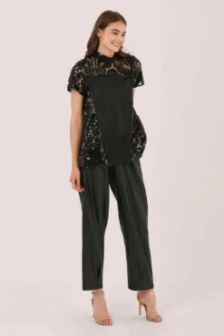 Closet London Black Sequin Short Sleeve Blouse -Closet London Popular Shop B367A DSC 3549 77859.1600961053