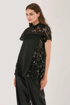 Closet London Black Sequin Short Sleeve Blouse -Closet London Popular Shop B367A DSC 3552 02524.1600961055