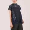 Closet London Navy Sequin Short Sleeve Blouse
