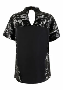 Closet London Black Sequin Short Sleeve Blouse -Closet London Popular Shop B367 BLACK 5 57976.1602683541