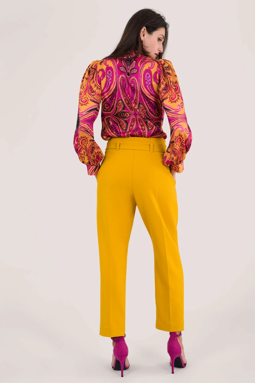 Closet London Mustard Paper Bag Trousers With Belt 6 Closet London Mustard Paper Bag Trousers With Belt - Image 4