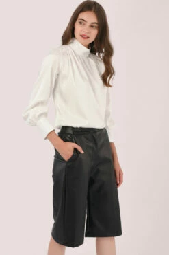 Closet London Ivory High Neck Gathered Jacquard Print Blouse -Closet London Popular Shop B6308 DSC 2935 25711.1631706092