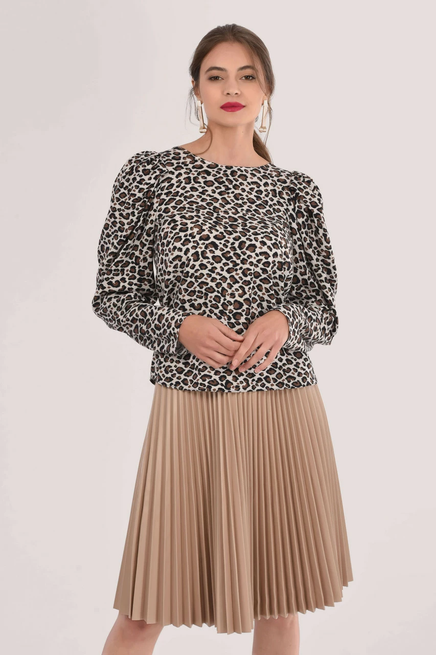 Closet London Brown Pleated Sleeve Blouse 3 Closet London Brown Pleated Sleeve Blouse