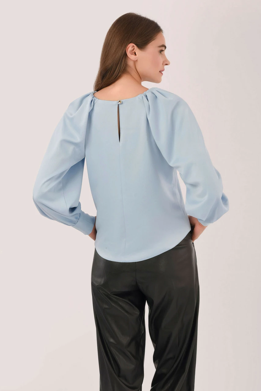 Closet London Blue Gathered Raglan Blouse 6 Closet London Blue Gathered Raglan Blouse - Image 4
