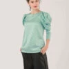 Closet London Green Pleated Sleeve Blouse