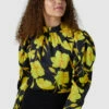 Closet London Yellow Puff Sleeve High Neck Blouse