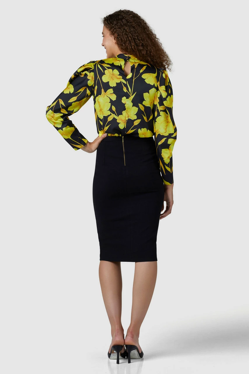 Closet London Yellow Puff Sleeve High Neck Blouse 6 Closet London Yellow Puff Sleeve High Neck Blouse - Image 4