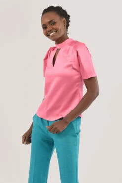 Closet London Pink Pleated Puff Sleeve Blouse -Closet London Popular Shop B6800 DSC 4823 17307.1612528710