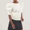 Closet London Ivory Pleated Puff Sleeve Blouse -Closet London Popular Shop B6883 DSC 4986 45499.1633090025