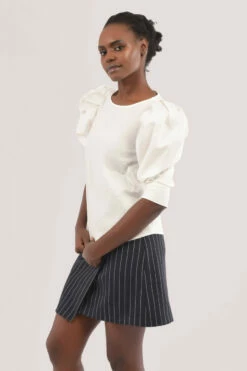 Closet London Ivory Pleated Puff Sleeve Blouse -Closet London Popular Shop B6883 DSC 4995 79106.1612528977