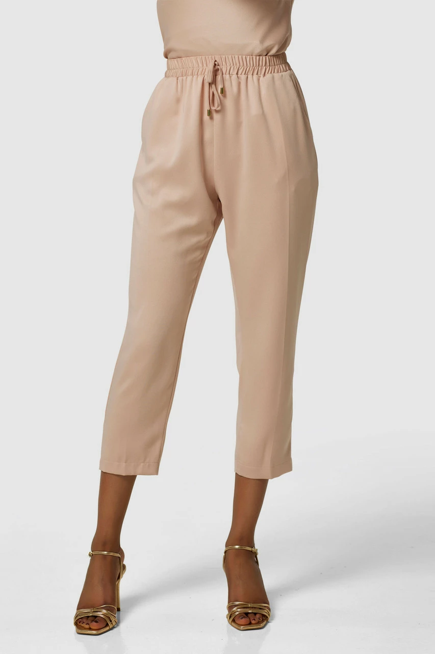 Closet London Blush Pink Elasticated Waist Cropped Trousers 3 Closet London Blush Pink Elasticated Waist Cropped Trousers