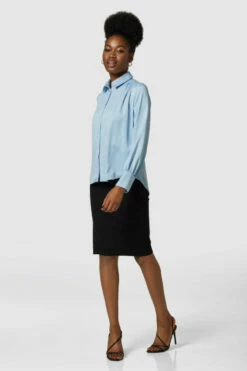 Closet London Baby Blue Gathered Shirt -Closet London Popular Shop B7092 JS6897 4258 31980.1633953757