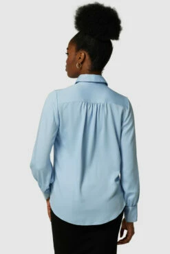 Closet London Baby Blue Gathered Shirt -Closet London Popular Shop B7092 JS6897 4274 82495.1633953764
