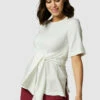 Closet London Off White Tie Waist Top