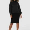 Closet London Black Puff Sleeve Button Blouse