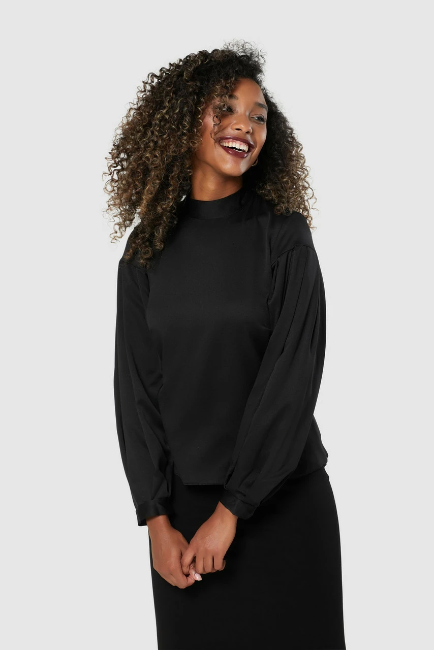 Closet London Black Puff Sleeve Button Blouse 5 Closet London Black Puff Sleeve Button Blouse - Image 3