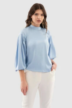 Closet LondonBaby Blue Puff Sleeve Blouse Blue