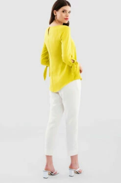 Closet London Lime Yellow Tie Cuff Blouse -Closet London Popular Shop B7362 Lime DSC 7189 53983.1649757209