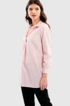 Closet London Pink Stripe Tunic Blouse -Closet London Popular Shop B7364 Pink DSC 6583 29386.1649757321