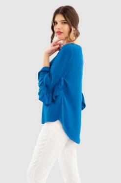 Closet London Blue Frill Cuff Top -Closet London Popular Shop B7366 Blue DSC 7156 28610.1649757387